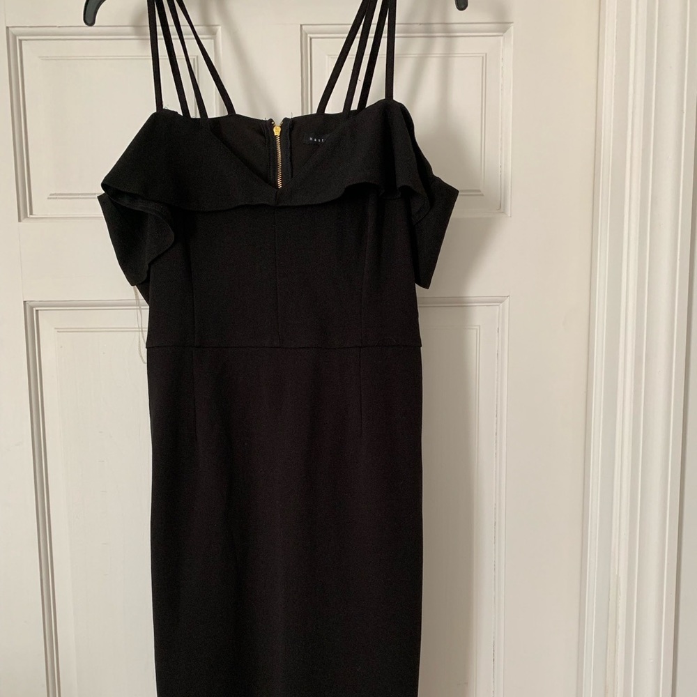 Spaghetti straps LBD cold shoulders